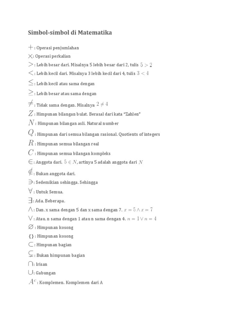 Simbol Matematika Dan Cara Membacanya – Kami