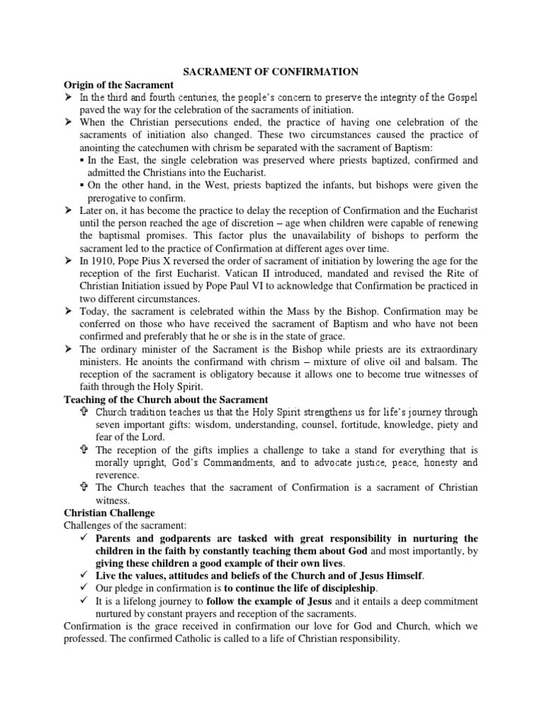 The Sacrament Of Confirmation: Its Origin, Teachings Of The Church, And ...