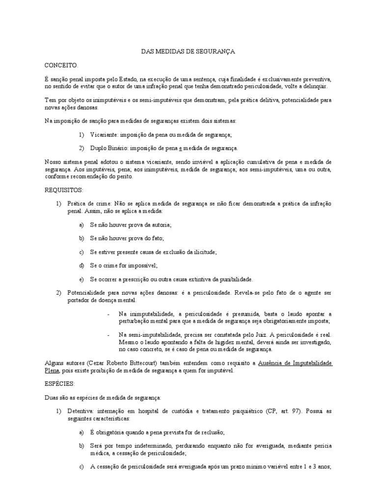 MEDIDA DE SEGURANÇA | PDF | Estatuto De Limitações | Sentença (jurídico)