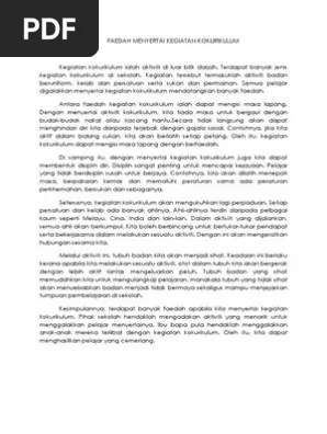 Setiap pelajar diwajibkan menyertai aktiviti sukan di sekolah. Faedah Menyertai Kegiatan Kokurikulum Pdf