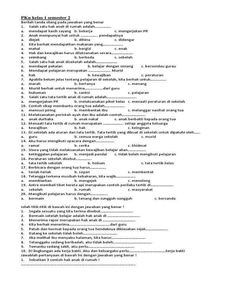 Simak dalam kunci jawaban tematik kelas 2 sd mi tema 2. Soal Tematik Kelas 1 Smt 2 Sd Pdf