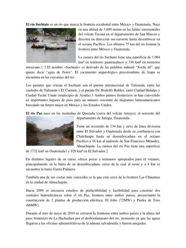 El Río Suchiate Es Un Río Que Marca La Frontera Occidental Entre México ...