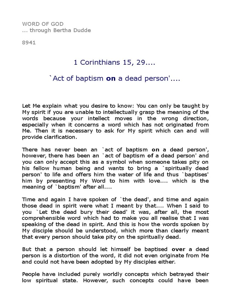 8941 - 1 Corinthians 15, 29.... 'Act Of Baptism On A Dead Person'.... | PDF | Mythemes | Study ...