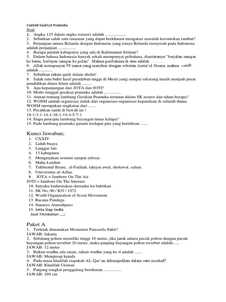 Kumpulan soal pramuka beserta jawaban sejarah pramuka dunia. Pertanyaan Tentang Pramuka Blog Materi Pramuka