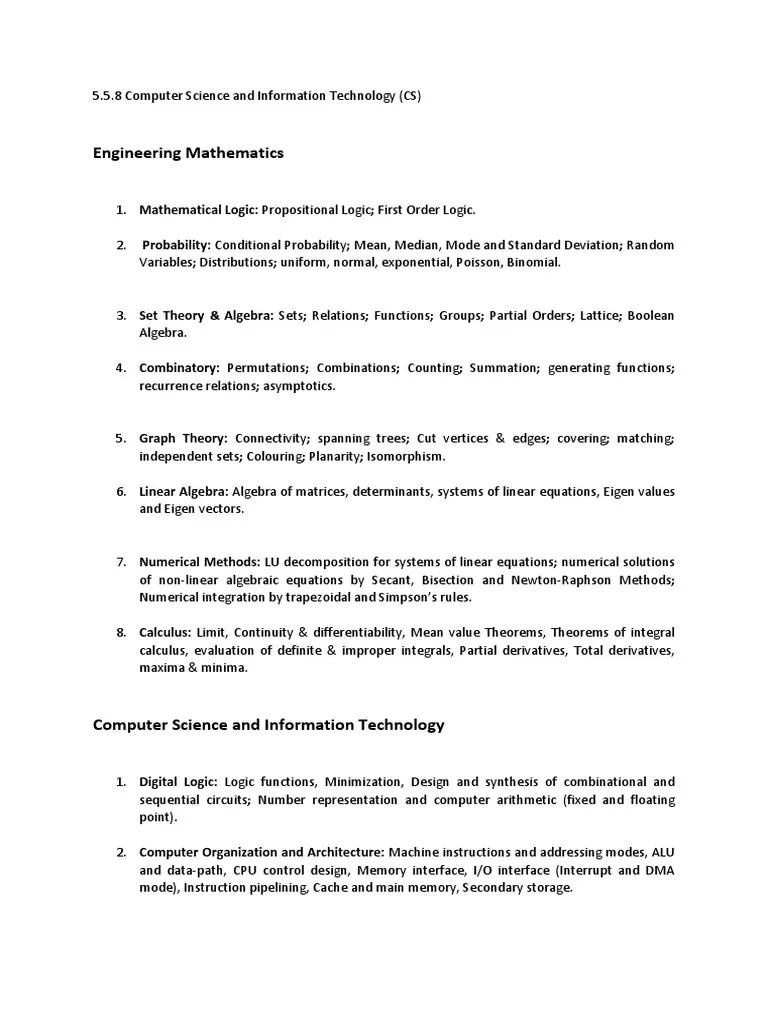 Gatesyllabus | PDF | Boolean Algebra | Teaching Mathematics