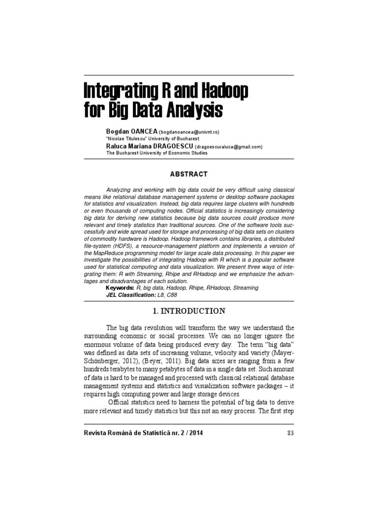 Integrating R And Hadoop For Big Data Analysis | PDF | Apache Hadoop ...