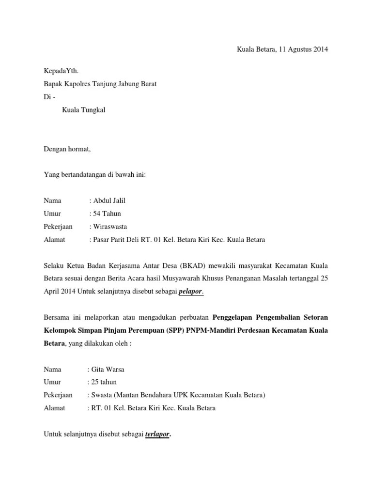 Membuat pesan bisnis surat niaga ppt download. Contoh Laporan Pengaduan Ke Pihak Berwjib