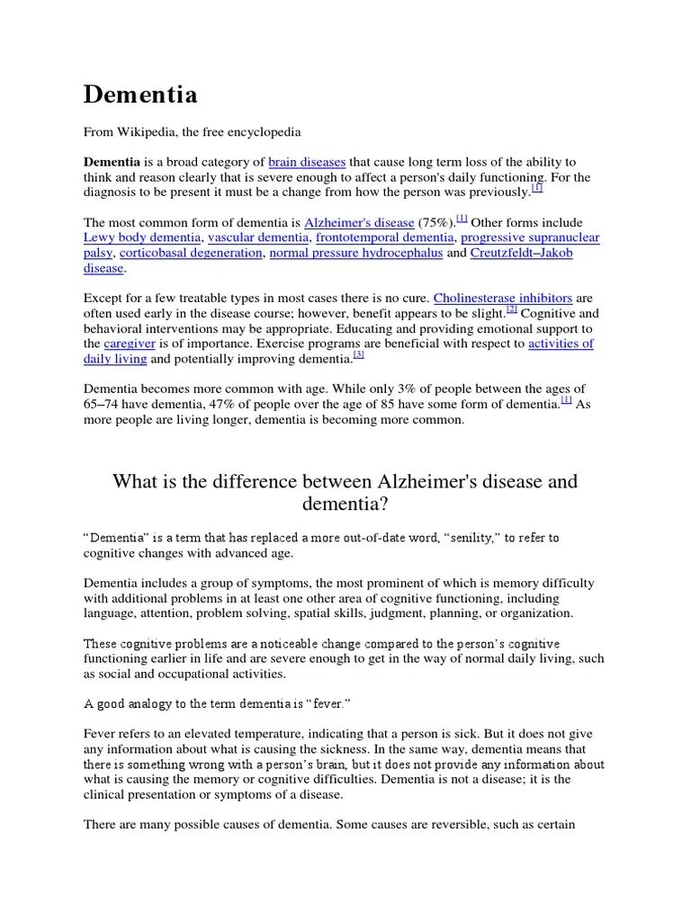 Dementia What Is The Difference Between Alzheimer's Disease and ...