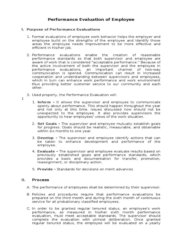 Performance Evaluation Of Employee | PDF | Performance Appraisal | Evaluation