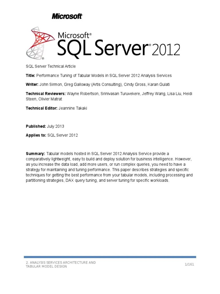 Performance Tuning Of Tabular Models In SQL Server 2012 Analysis ...