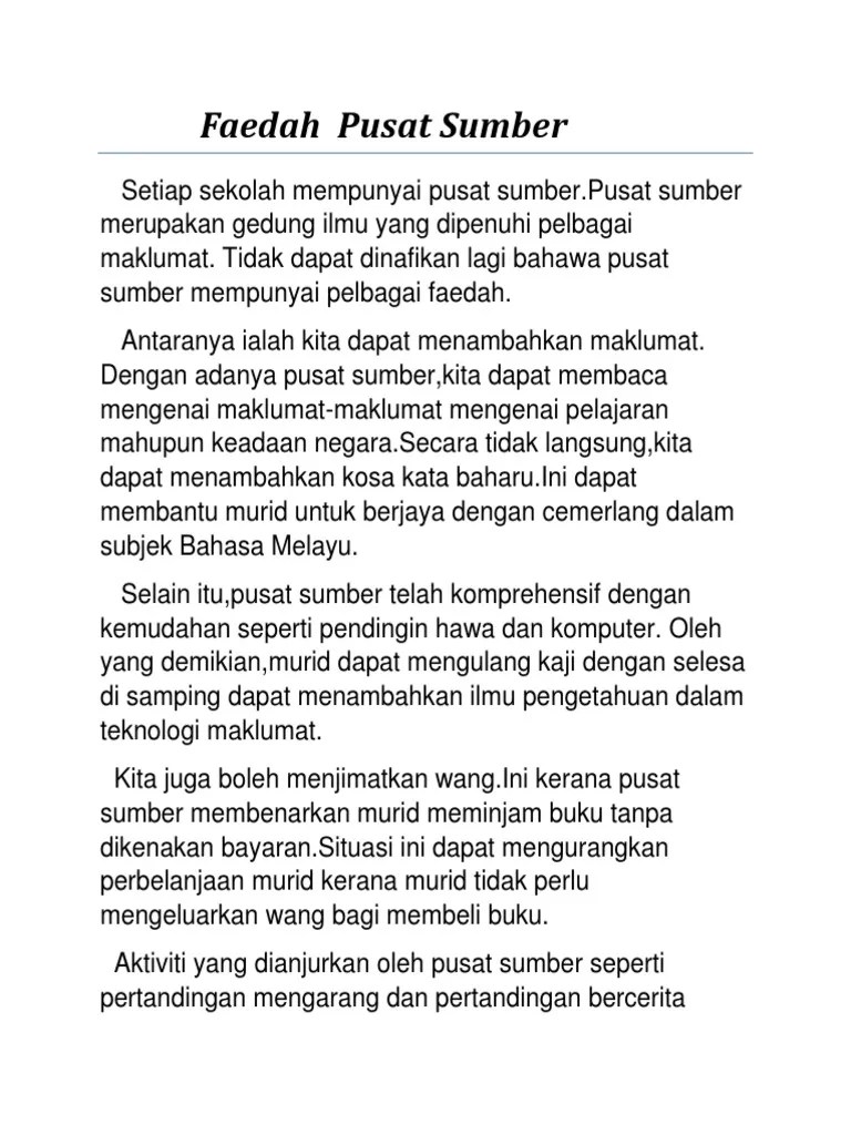 Usaha meningkatkan penggunaan kemudahan pusat sumber sekolah. Faedah Pusat Sumber Pdf
