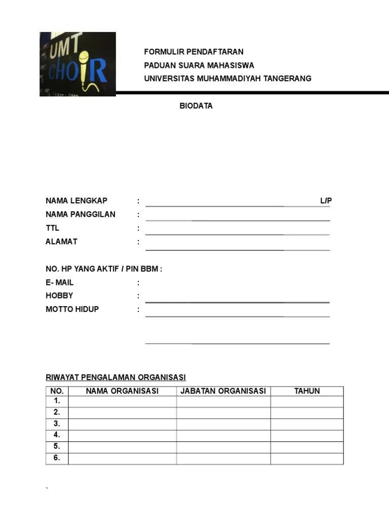 Formulir Pendaftaran Anggota Baru | PDF