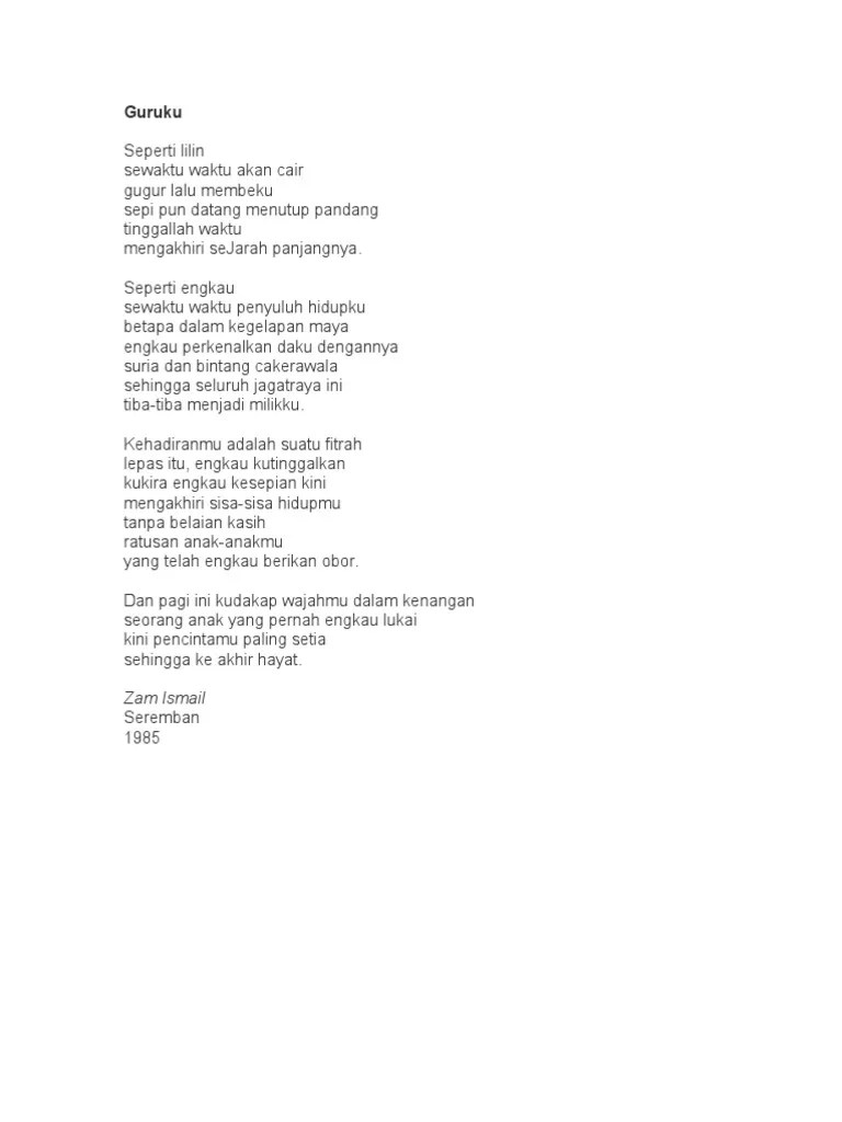 Kumpulan puisi tentang guru, cocok untuk hadiah hari guru nasional 25 november 2021 · kau yang selalu mengajarkanku · kau yang selalu ingatkanku. Sajak Hari Guru Pdf