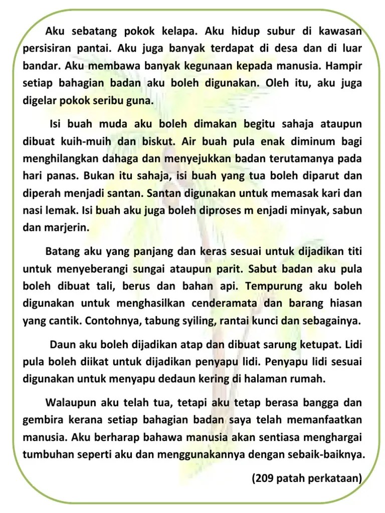 Bahasa melayu tahun 4 by farahdila7binti7asaa. Contoh Karangan Aku Sebatang Pokok Kelapa Pdf