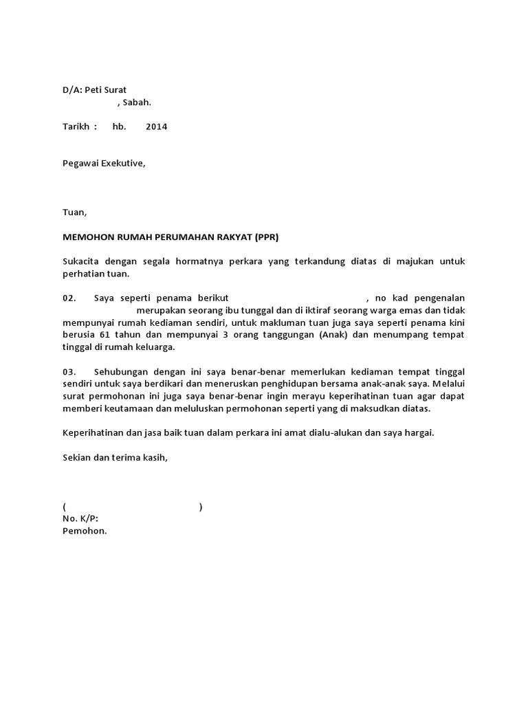Contoh surat rayuan rasmi permohonan asrama penuh, contoh surat rayuan. Surat Rasmi Permohonan Rumah Sewa Letter 7saudara Com