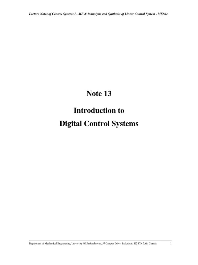 Note 13 Intro To Digital Control System Signal Electrical