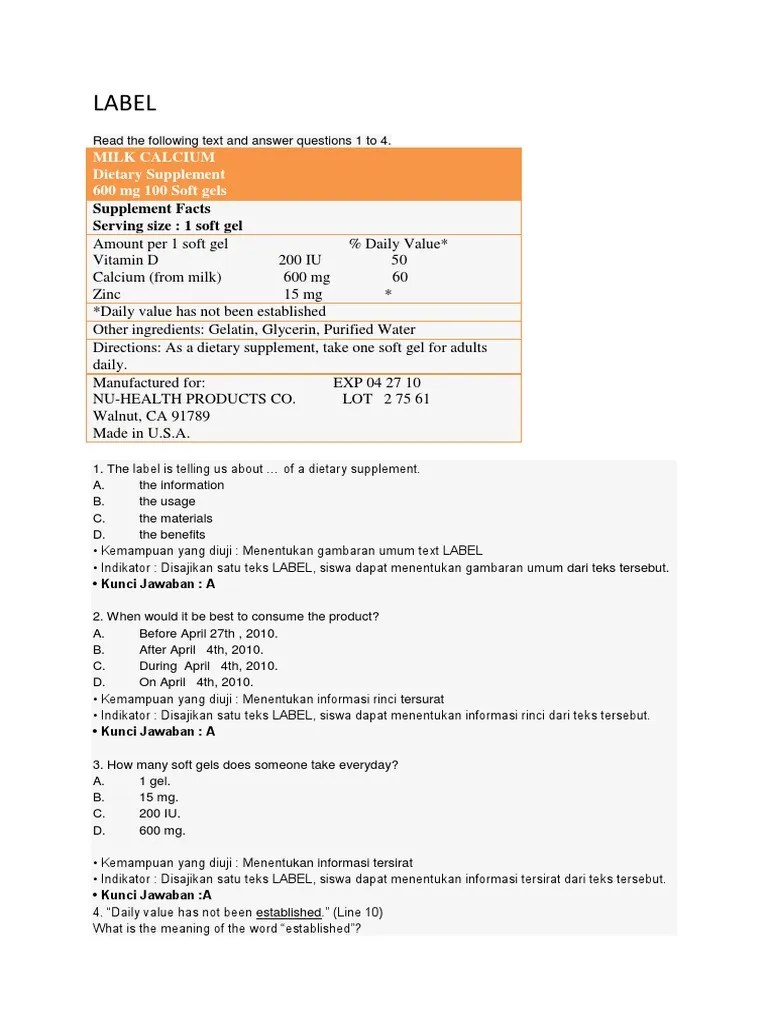 contoh soal reading test smp beserta kunci jawabannya bagian 1 halo sobat ibi pada kesempatan kali ini ibi akan membahas tentang contoh reading test untuk siswa smp. Contoh Soal Label Text Beserta Jawabannya