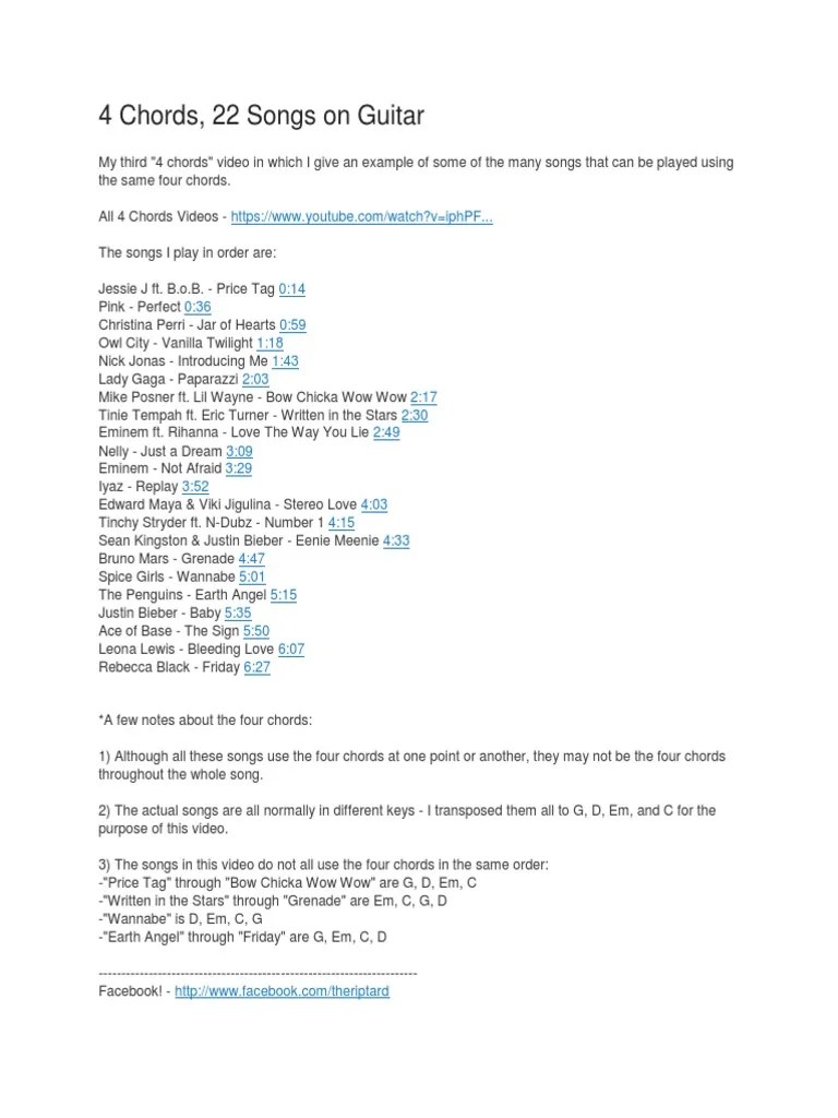 Wanna make the world dance. 4 Chords 22 Songs On Guitar Pdf