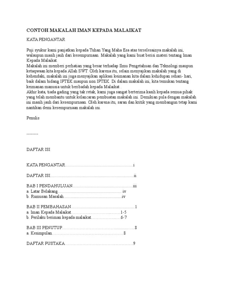 Contoh Makalah Iman Kepada Malaikat | PDF