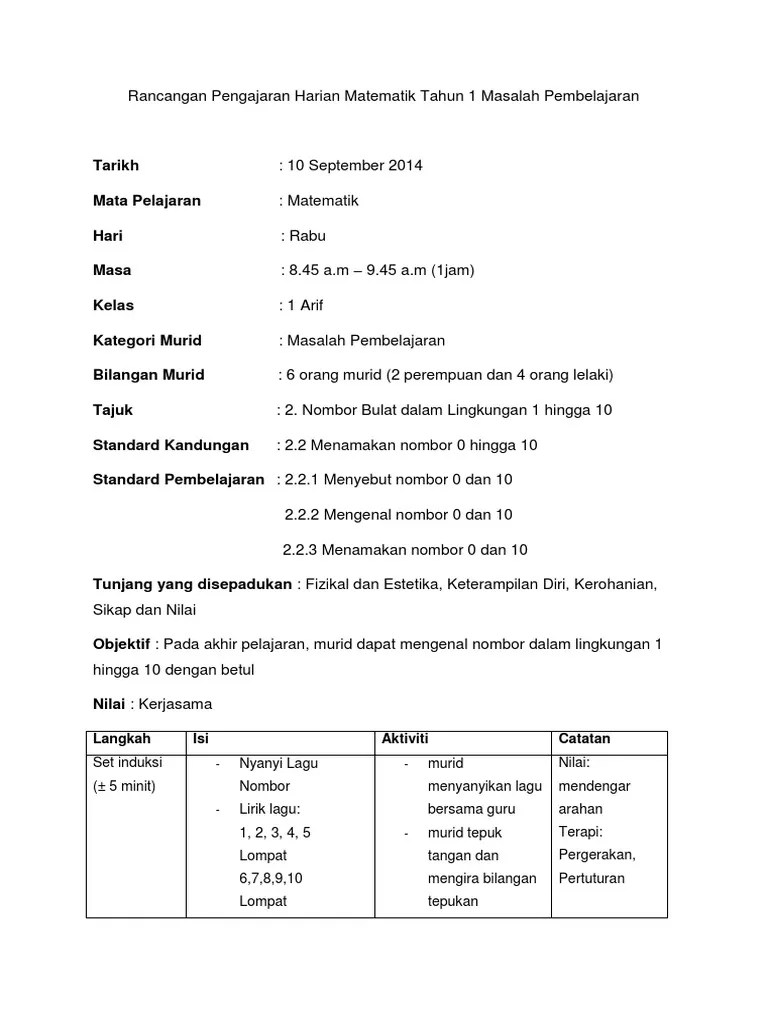 Rph Kad Nombor 1 10 / Pdf Koleksi Rancangan Pengajaran Harian Rph Haziq Sharif Academia Edu