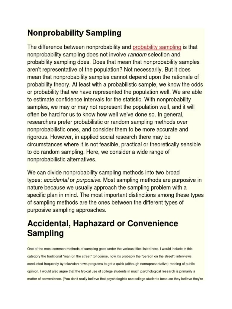Nonprobability Sampling | PDF | Sampling (Statistics) | Survey Methodology
