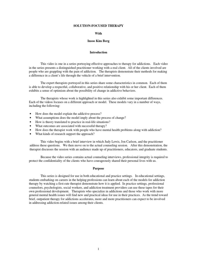 Solution Focused Therapy | PDF