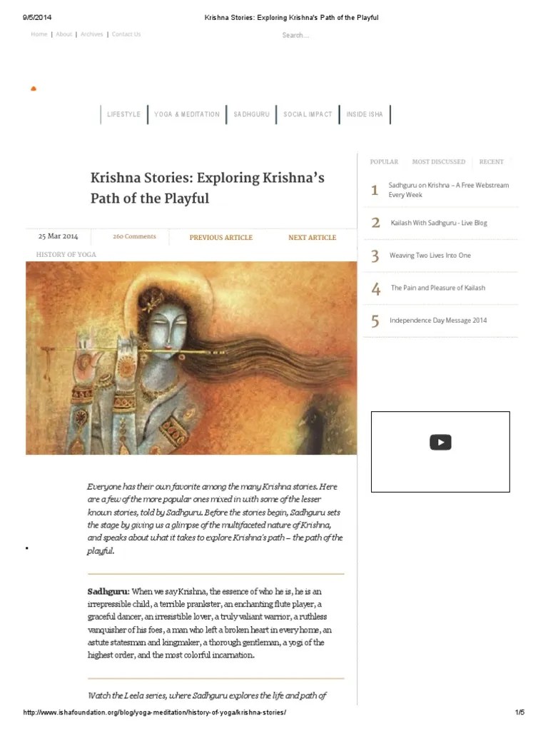 Krishna Stories - Exploring Krishna's Path Of The Playful | PDF ...