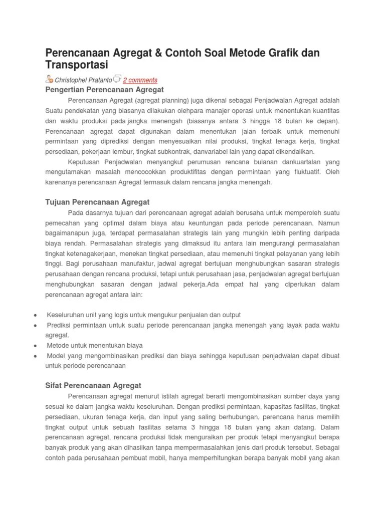 Contoh Soal Dan Penyelesaian Perencanaan Agregat Contoh Cute766