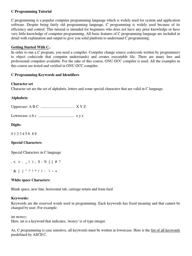 An Introduction To C Programming: Data Types, Variables, Constants, And ...