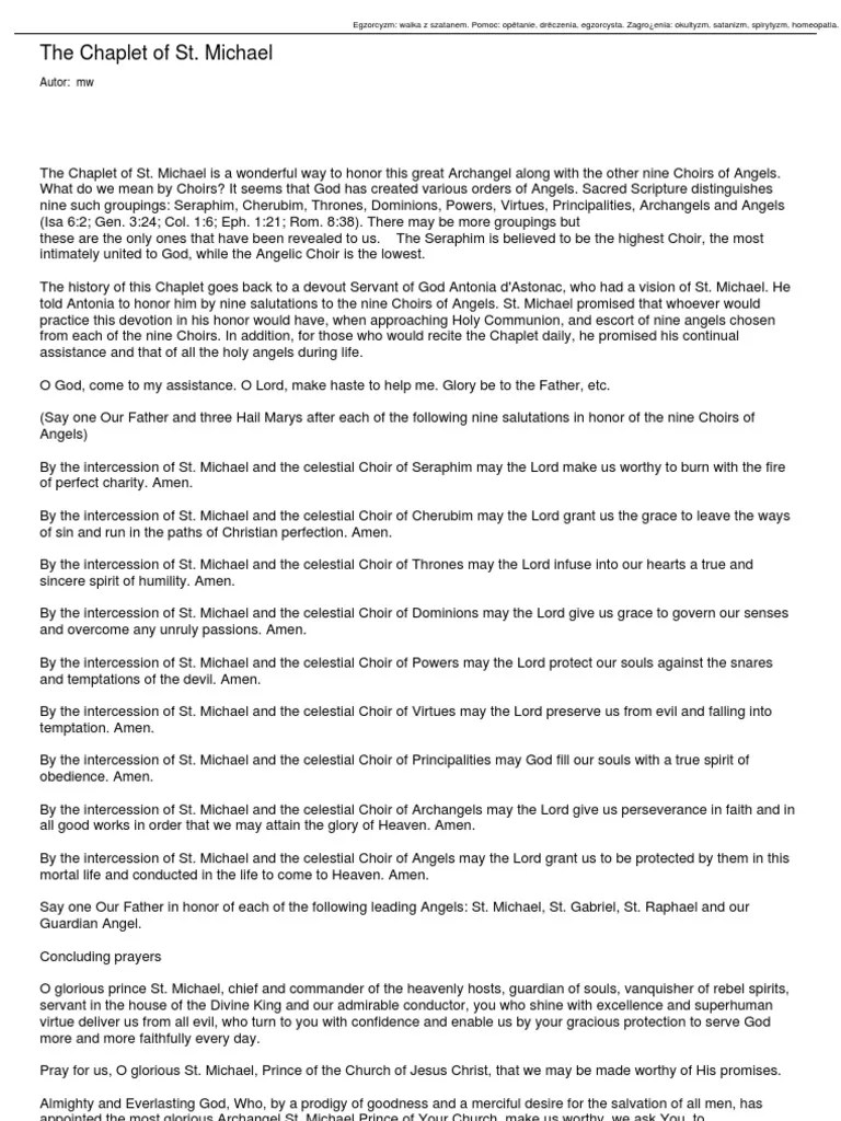 Chaplet Of St. Michael | PDF | Michael (Archangel) | Angel