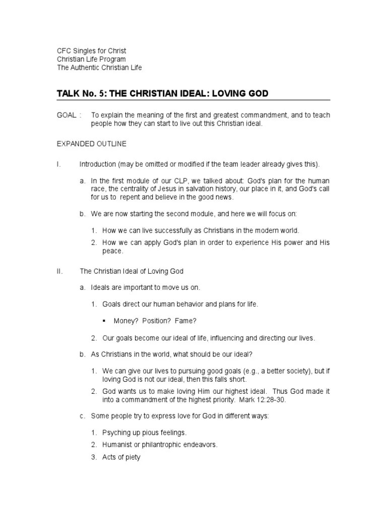Talk No. 5: The Christian Ideal: Loving God | PDF | Religious Behaviour And Experience ...