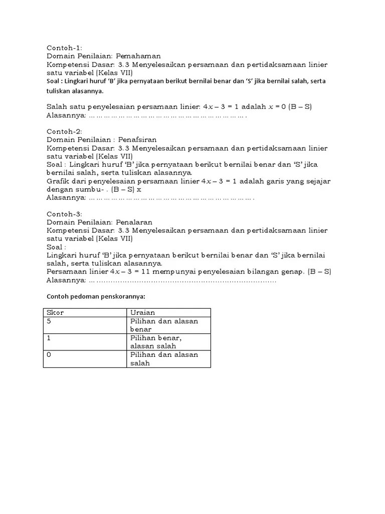 Identitas instansi / sekolah / universitas / organisasi. Contoh Soal Benar Salah