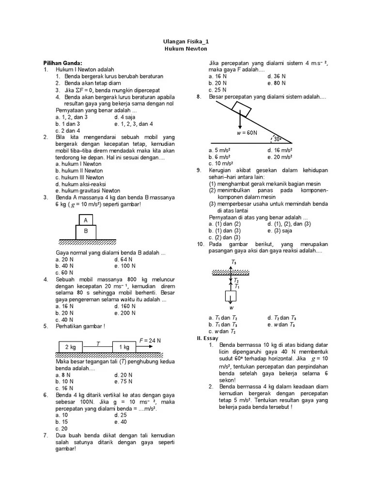 Doc Contoh Soal Dan Pembahasan Hukum Newton Meilan Lengkong Academia Edu Hukum newton 2 menjelaskan pengaruh gaya terhadap gerak benda.