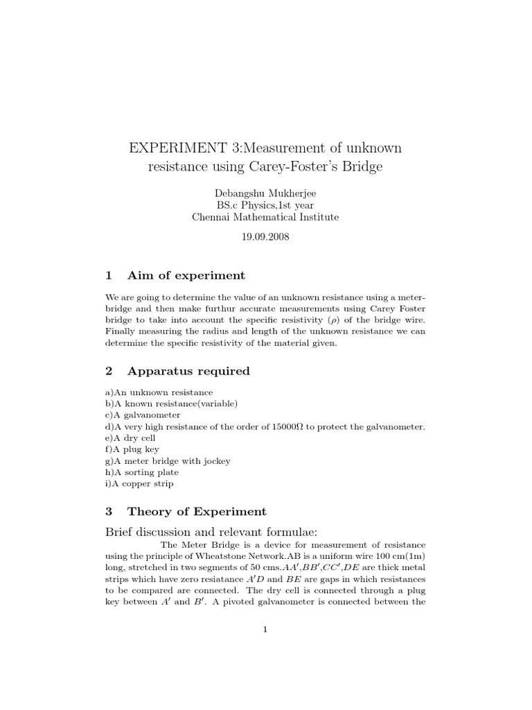 Bridge | PDF | Electrical Resistivity And Conductivity | Electrical ...
