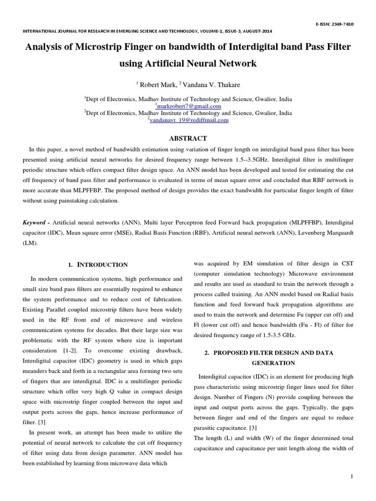 Analysis Of Microstrip Finger On Bandwidth Of Interdigital