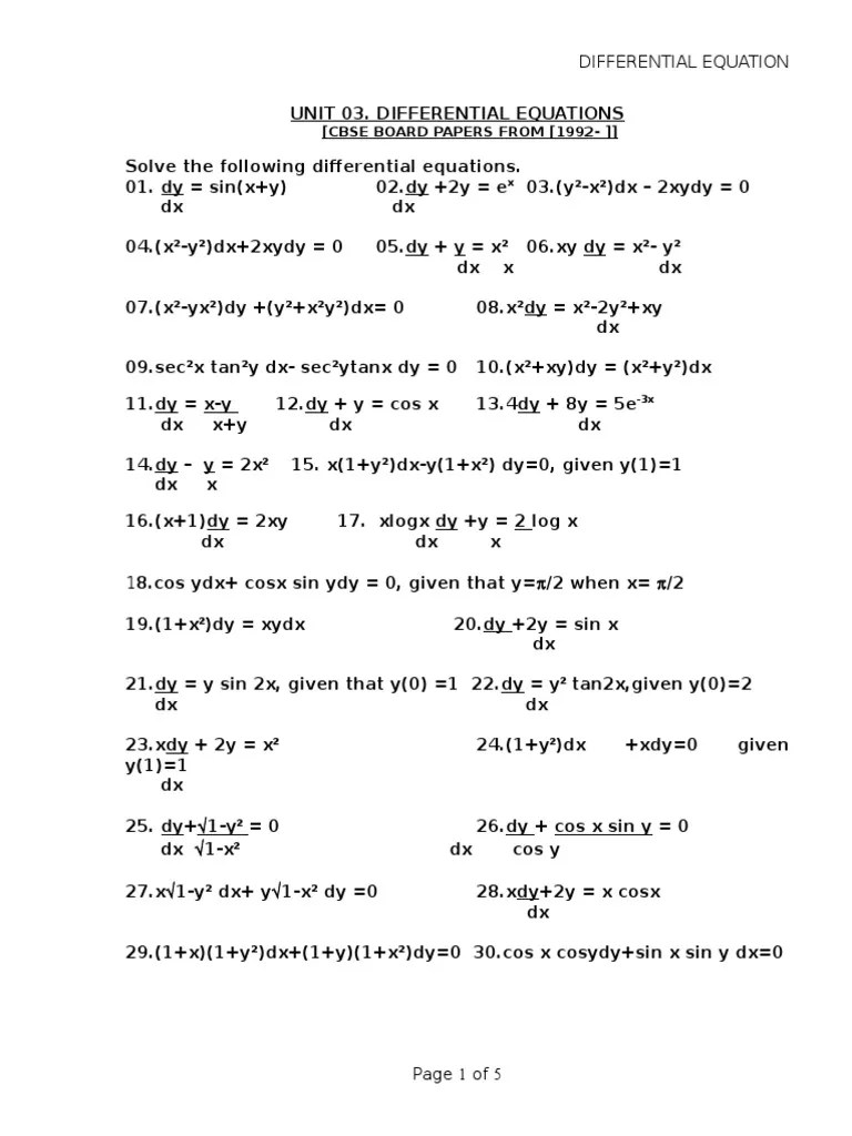 Unit 03. Differential Equations | PDF | Equations | Trigonometric Functions