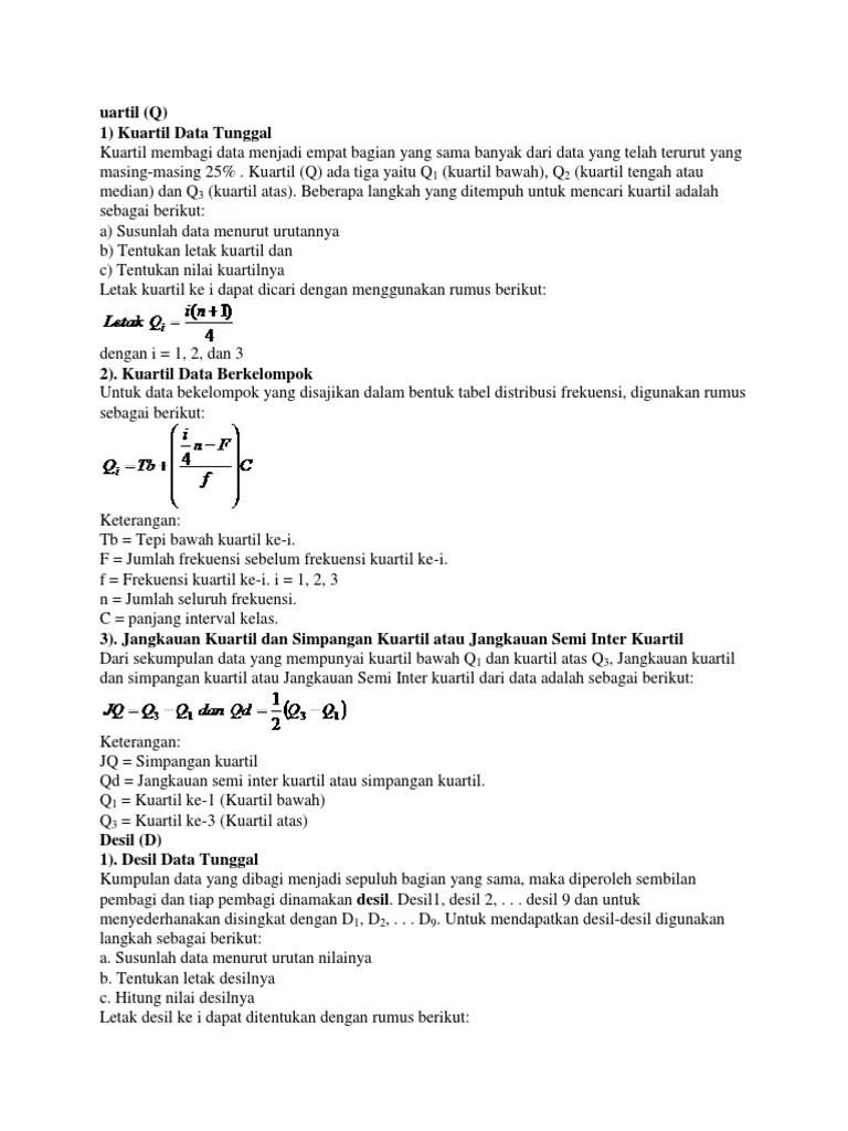 Rumus Jangkauan Kuartil – Nasi