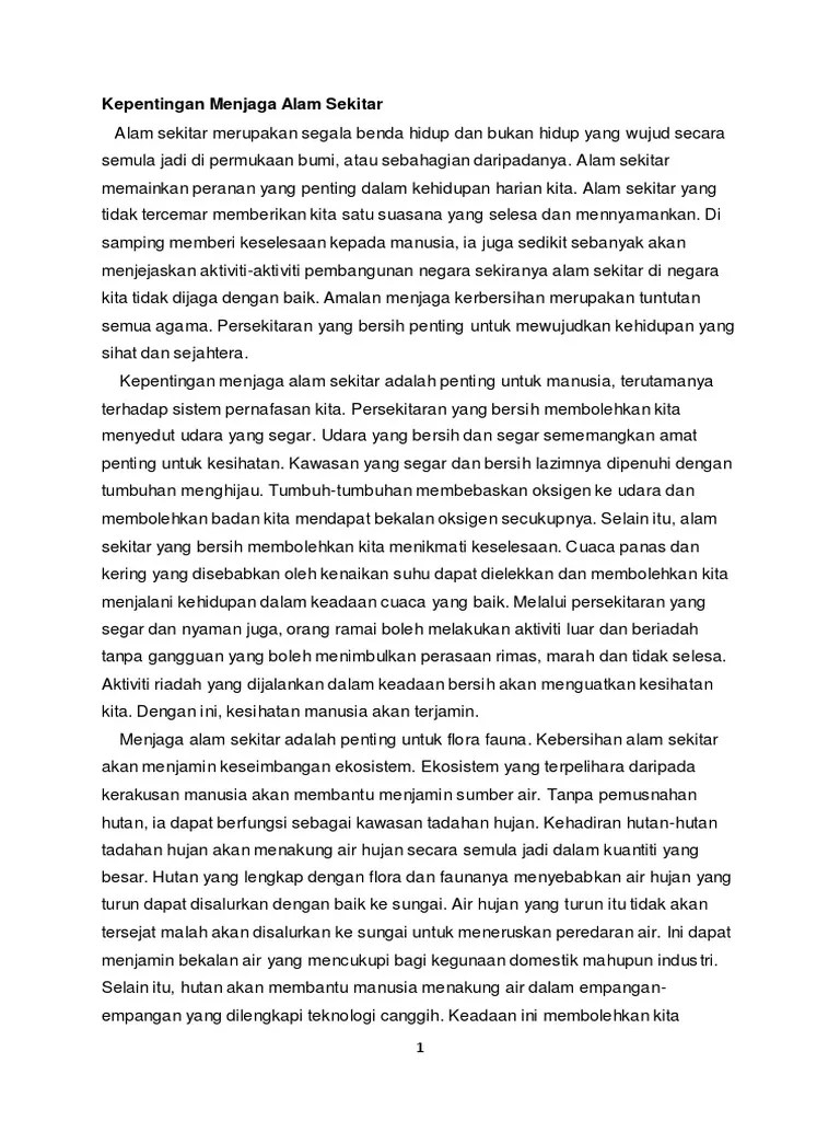 Amalan menjaga kebersihan merupakan tuntutan semua agama. Kepentingan Menjaga Alam Sekitar Pdf