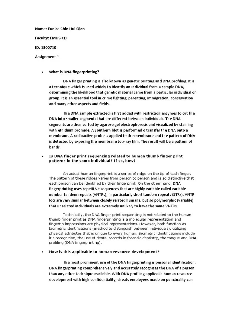 What Is DNA Fingerprinting | PDF | Dna Profiling | Fingerprint