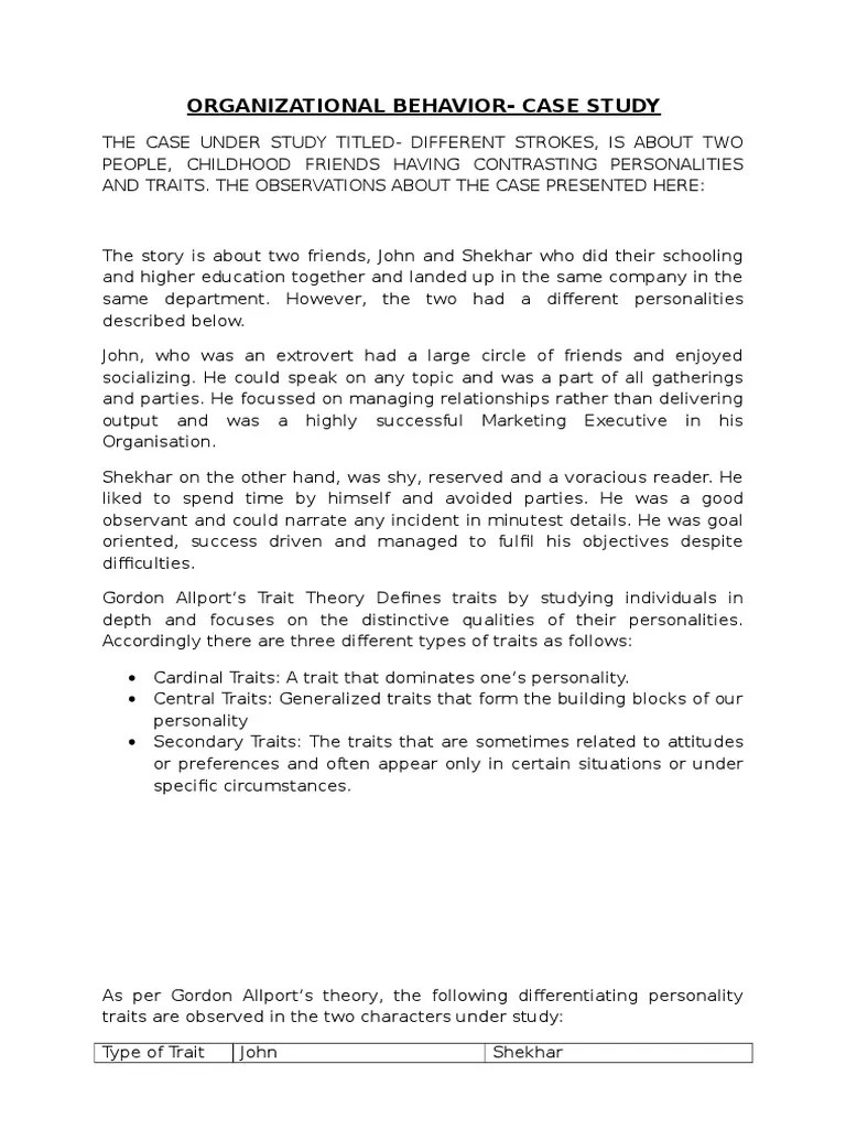 Organizational Behavior Case Study On Contrasting Personalities | PDF | Extraversion And ...