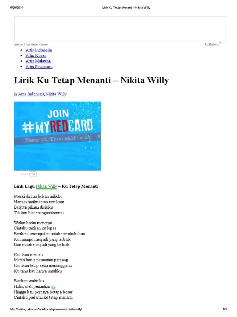 Layanan mobile dari situs entertainment terbesar indonesia, kapanlagi.com. Lirik Ku Tetap Menanti Nikita Willy Pdf