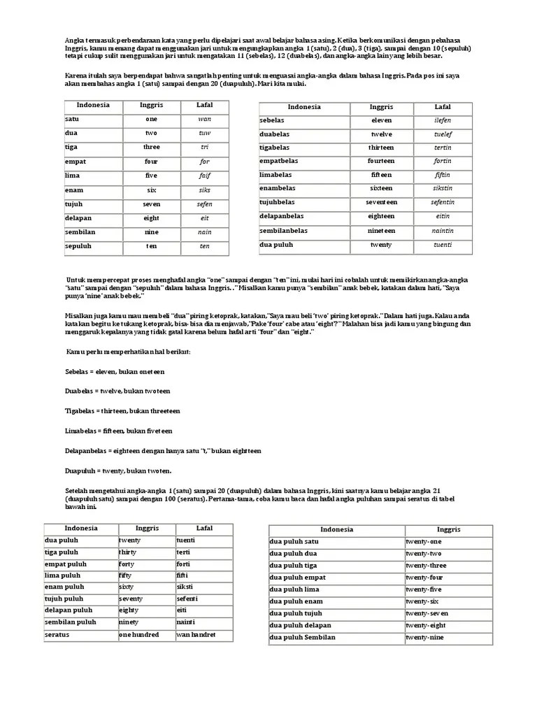 Bahasa Inggris Angka Ratusan Ribuan Jutaan Milyaran – Nasi