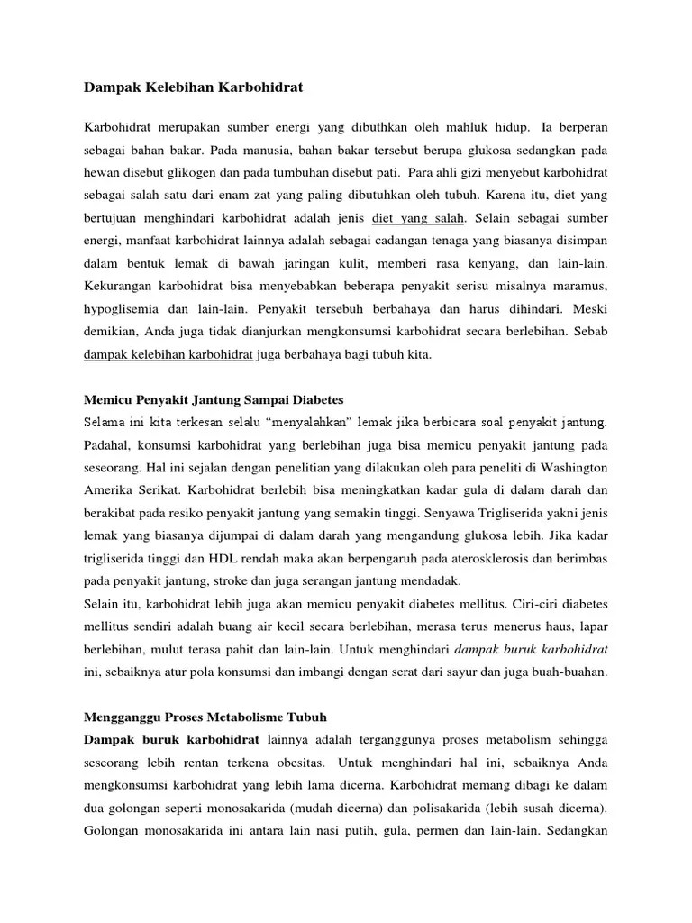 Akibat Kekurangan Karbohidrat | PDF