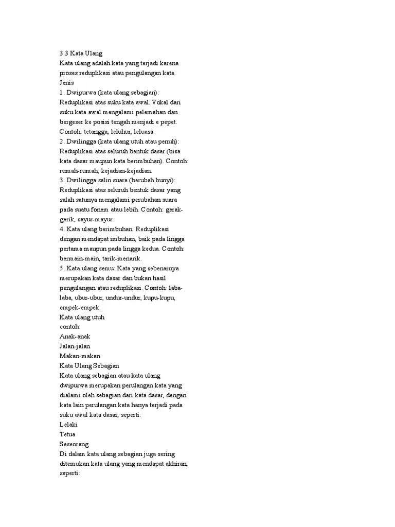 Kata Ulang Dan Gabungan Kata | PDF