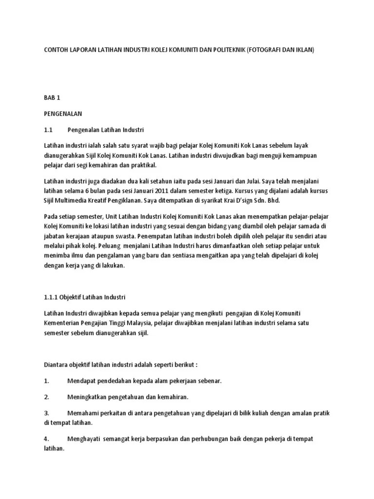 Universiti malaya (um) ialah universiti penyelidikan awam malaysia. Laporan Akhir Latihan Industri Kolej Komuniti Deventxc