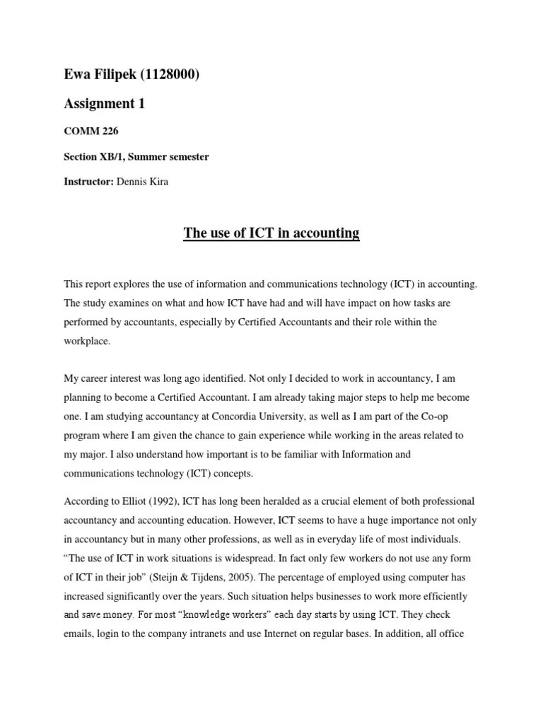 Comm 226 Assignment 1 ICT Report | PDF | Educational Technology | Information System
