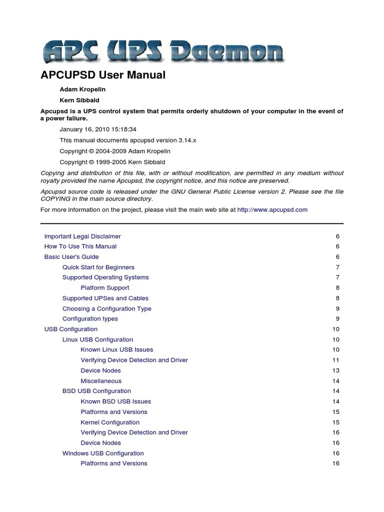 Apc Ups Manual | PDF | Device Driver | Operating System