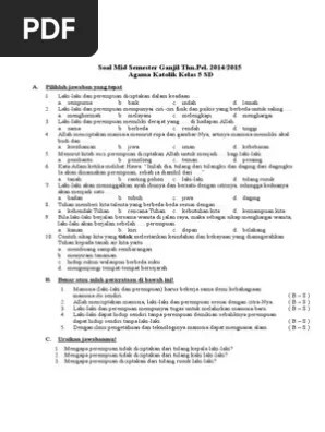Guru mengajak siswa untuk mengamati gambar anggota tubuh manusia. Soal Agama Katolik Kelas 5 Sd Mid Ganjil Pdf