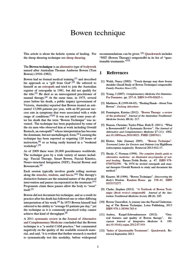 Bowen Technique | PDF | Rehabilitation Medicine | Health Movements
