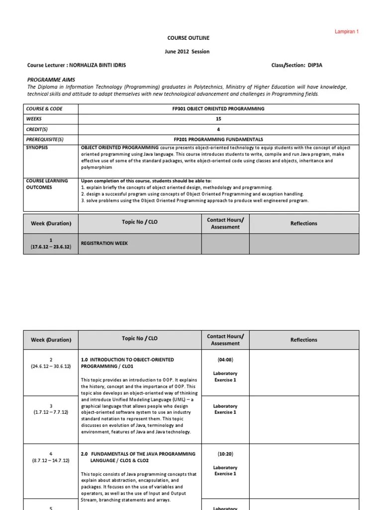 Java OOP Course For IT Diploma Students | PDF | Object Oriented ...